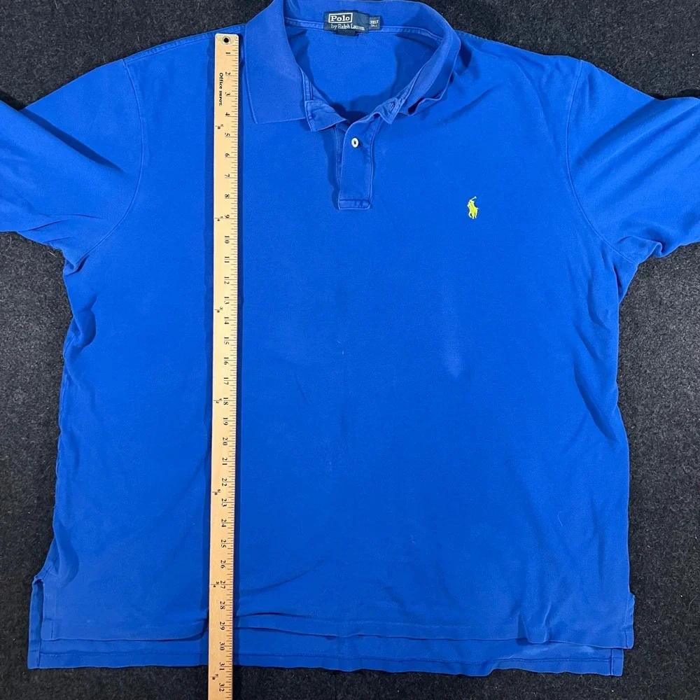 Polo Ralph Lauren Shirt Mens 3XLT Blue Short Sleeve Pony Logo Pique Polo Classic